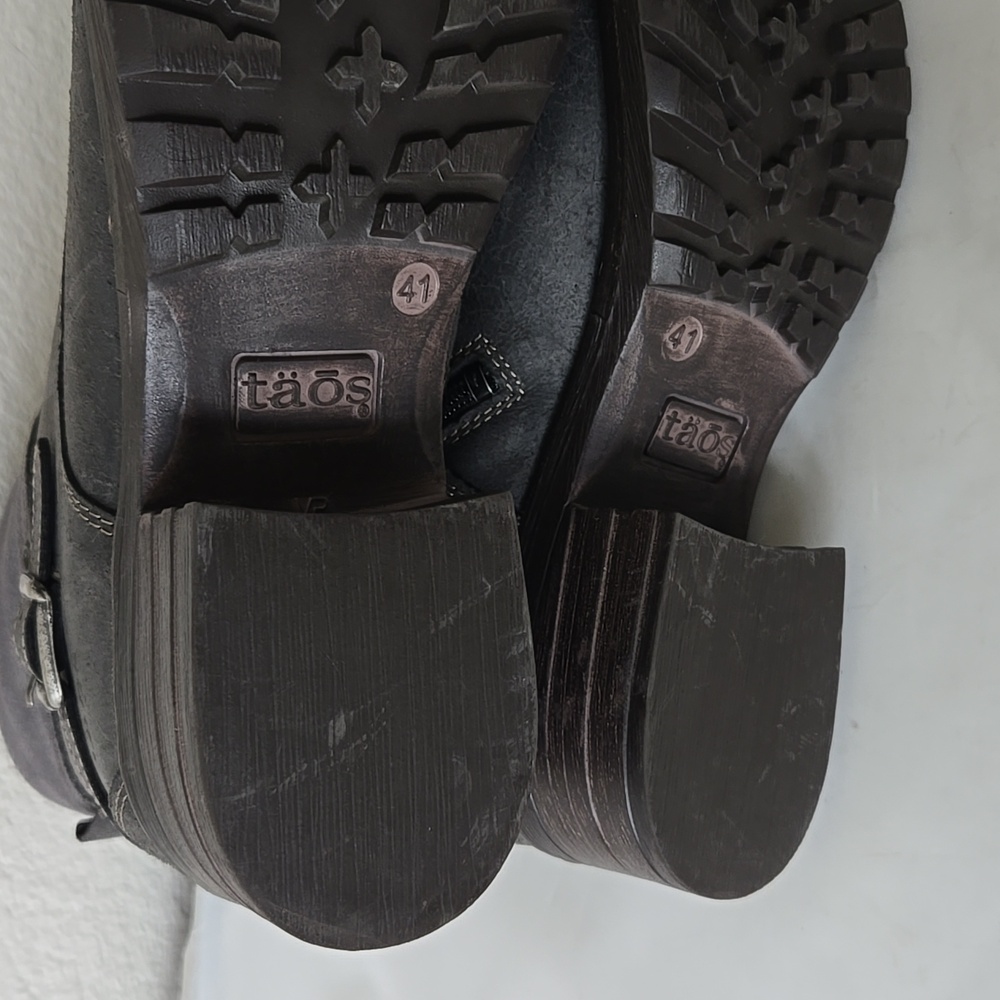 Taos Crave Boots Gray Leather Suede Lace-up Combat Moto Size 41 or US 10 / 10.5 - Picture 13 of 16
